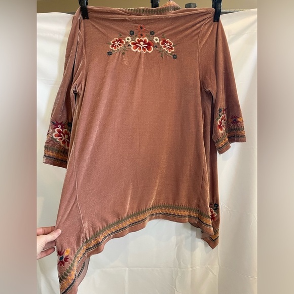 Paparazzi velvet burnout kimono dusty rose Embroidered Floral size L Y2K boho - Picture 5 of 11